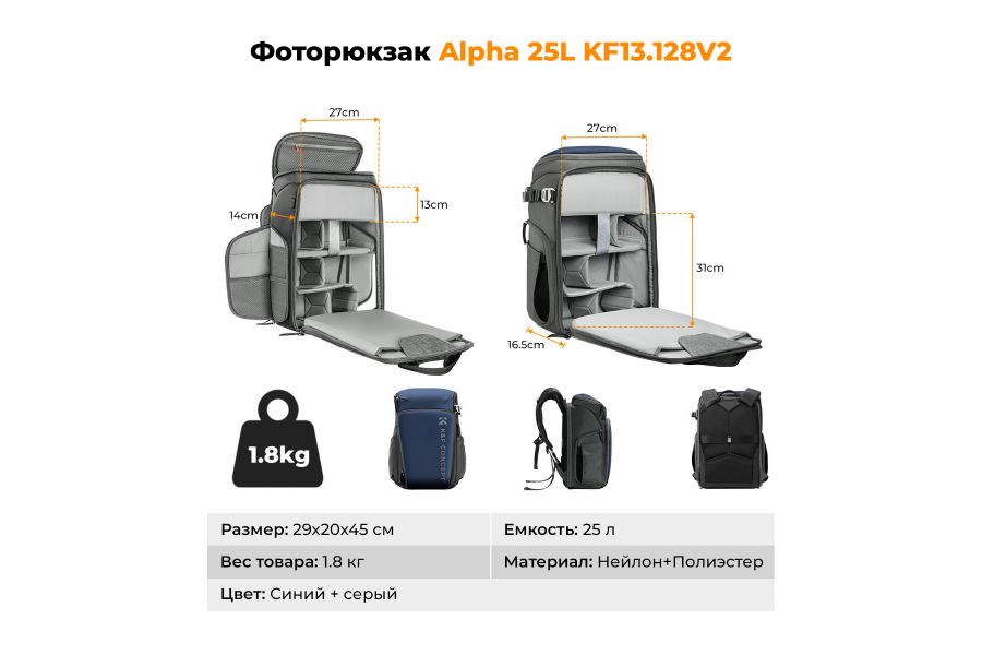 Фоторюкзак K&F Concept 25L KF13.128V2