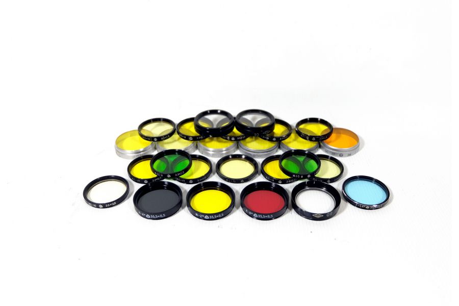Светофильтры CCCР 33 и 35,5 мм цветные (набор 26 шт.) 