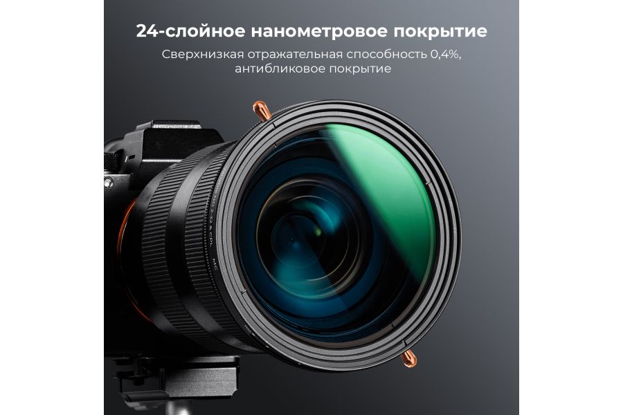 Светофильтр K&F Concept Nano-D CPL + Variable ND2-ND32 72mm