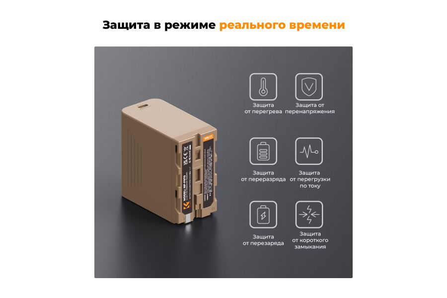 Аккумулятор K&F Concept NP-F970 10500mAh KF28.0036 (Type-C)