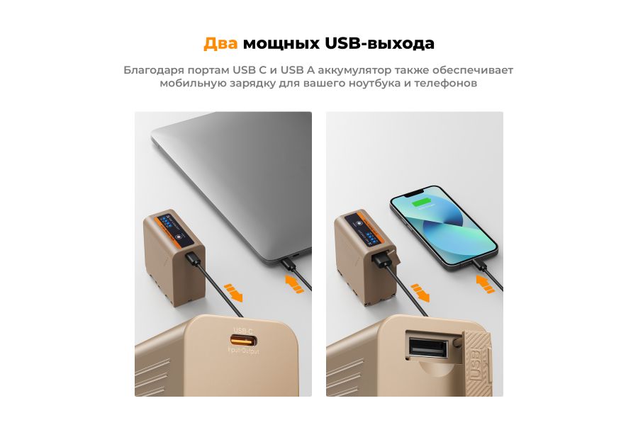 Аккумулятор K&F Concept NP-F970 10500mAh KF28.0036 (Type-C)