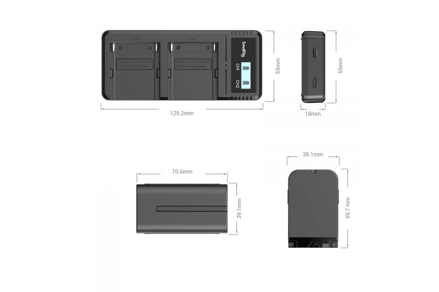 2 аккумулятора NP-F970 + зарядное устройство SmallRig 3823