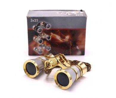 Бинокль театральный золотистый в упаковке