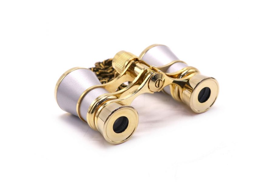 Бинокль театральный золотистый в упаковке
