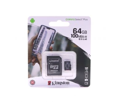 Карта памяти MicroSDXC Kingston Canvas Select Plus 64Гб (SDC2/64Gb)