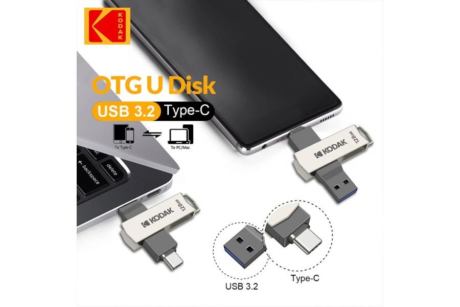 Флеш-накопитель KODAK Type-C + USB 3.2 (128 ГБ)