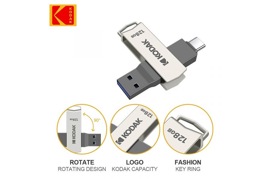 Флеш накопитель KODAK Type-C + USB 3.2 (128 ГБ)