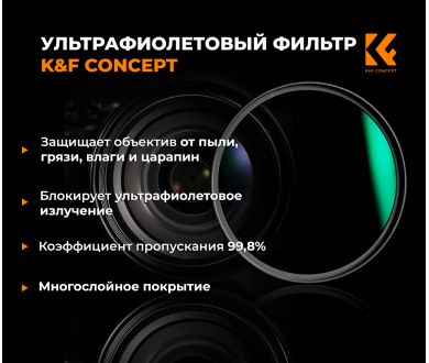 Светофильтр K&F Concept MC-UV Slim Green Multi-coated 77mm 