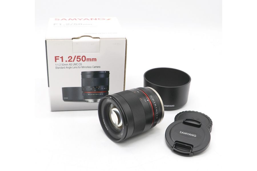 Samyang 50mm f/1.2 AS UMC CS Canon EF-M в упаковке