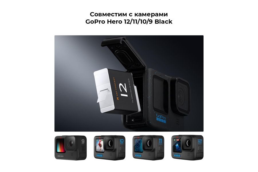 Зарядное устройство GoPro Hero + 2 аккумулятора K&F Concept KF28.0032