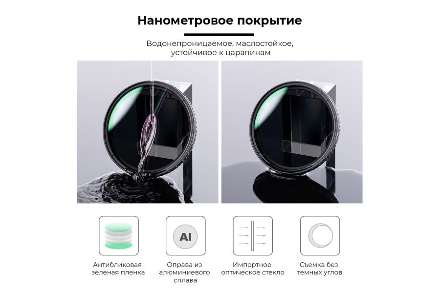 Светофильтр K&F Concept Nano-X None-Cross ND32-ND512 77mm