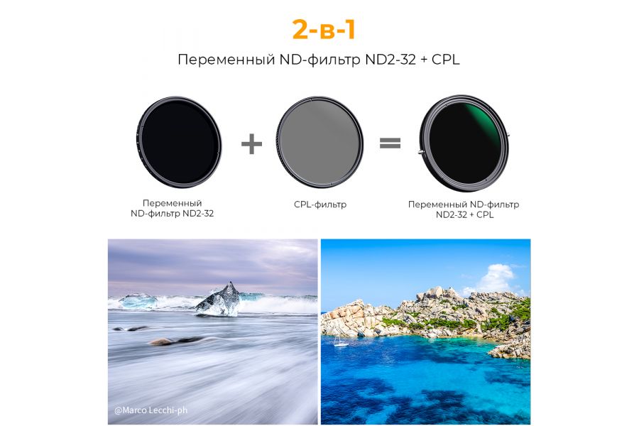 Светофильтр K&F Concept Nano-X CPL + Variable ND2-ND32 77mm