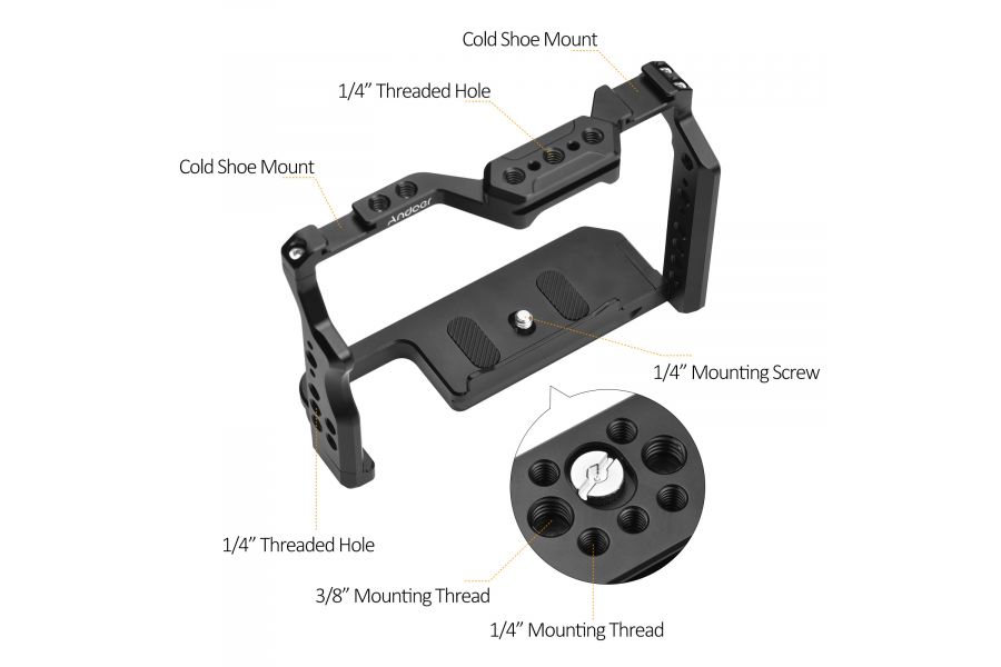 Клетка Andoer для фотокамер Sony A7IV, A7III, A7II, A7RIII, A7RII, A7SII